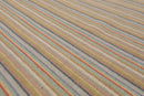 6'8'' x 9'11'' Hand Knotted Wool Designer Stripes Flat Weave Area Rug Beige