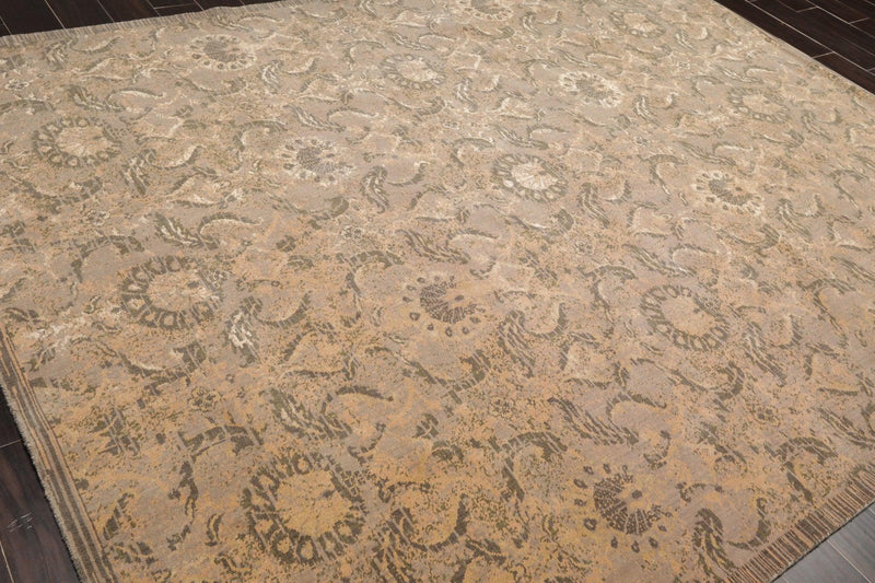 7'8"x9'10" Designer Transitional Wool & Silk Oriental Area Rug Gray