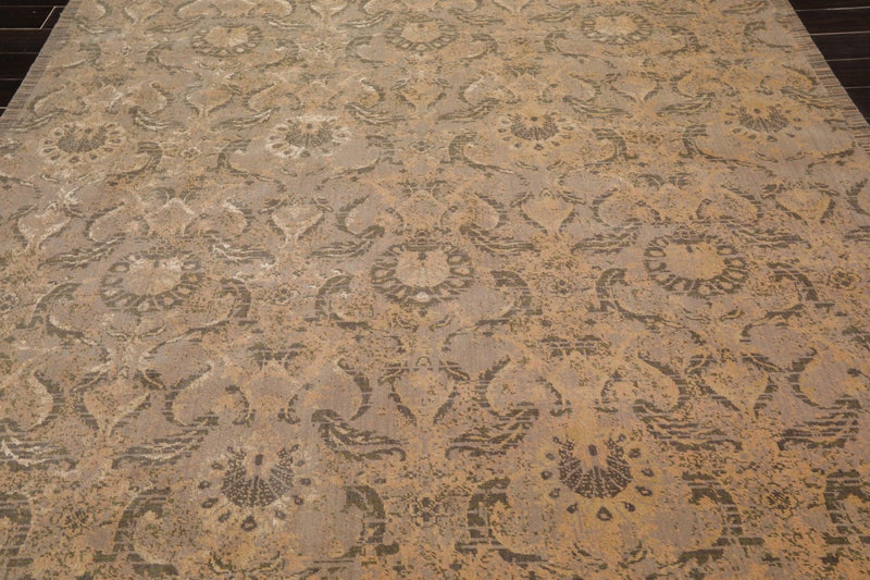 7'8"x9'10" Designer Transitional Wool & Silk Oriental Area Rug Gray