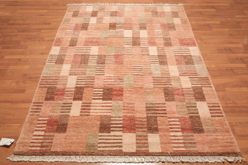 6'2" x 8'10" Hand Knotted 100% Wool Tibetan Area rug Modern Rust
