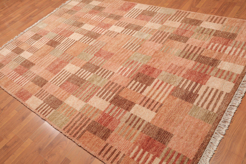 6'2" x 8'10" Hand Knotted 100% Wool Tibetan Area rug Modern Rust