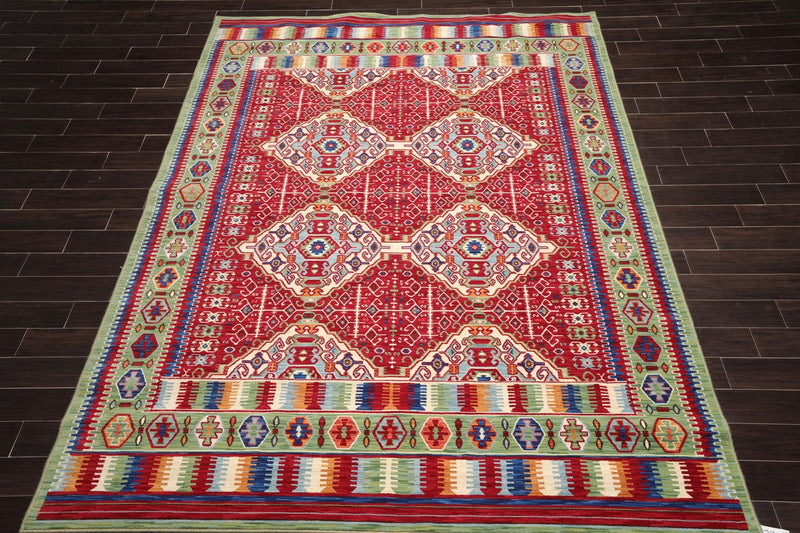 8'1" x 11'3" Medallion 100% Wool Area Rug Red Made in USA