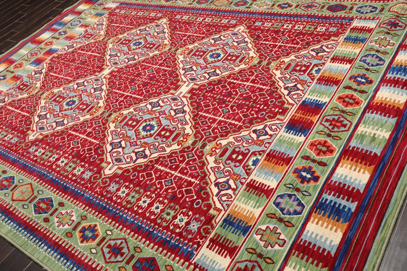 8'1" x 11'3" Medallion 100% Wool Area Rug Red Made in USA