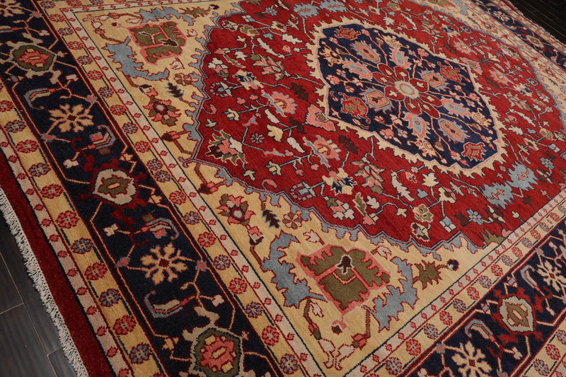 9’11" x 13’11” Herizz Hand Knotted Wool Traditional Area Rug Orangy Red