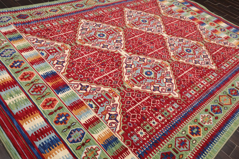 8'1" x 11'3" Medallion 100% Wool Area Rug Red Made in USA