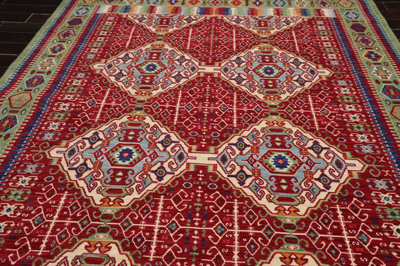 8'1" x 11'3" Medallion 100% Wool Area Rug Red Made in USA