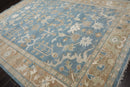 8’11" x 11’11”Muted Hand Knotted Wool Traditional Indo Herizz Area Rug Blue