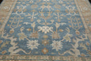 8’11" x 11’11”Muted Hand Knotted Wool Traditional Indo Herizz Area Rug Blue