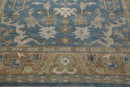 8’11" x 11’11”Muted Hand Knotted Wool Traditional Indo Herizz Area Rug Blue