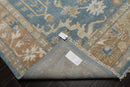 8’11" x 11’11”Muted Hand Knotted Wool Traditional Indo Herizz Area Rug Blue