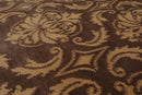 6'1" x 9'3" Hand Knotted Tibetan Wool Damask Designer Area Rug Brown Caramel