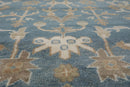 8’11" x 11’11”Muted Hand Knotted Wool Traditional Indo Herizz Area Rug Blue