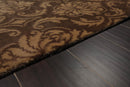 6'1" x 9'3" Hand Knotted Tibetan Wool Damask Designer Area Rug Brown Caramel