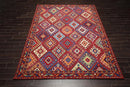 8 x 11 Geometric Panel Style Wool Area Rug Red Made in USA
