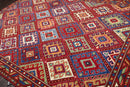 8 x 11 Geometric Panel Style Wool Area Rug Red Made in USA