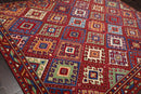 8 x 11 Geometric Panel Style Wool Area Rug Red Made in USA