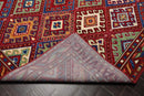 8 x 11 Geometric Panel Style Wool Area Rug Red Made in USA