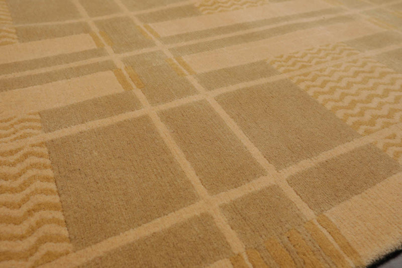 5'11" x 8'8" Hand Knotted Tibetan 100% Wool Hip Designer Area Rug Beige