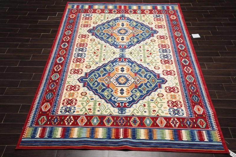 8x11 Pole Medallion Traditional Wool Area Rug Ivory USA Made