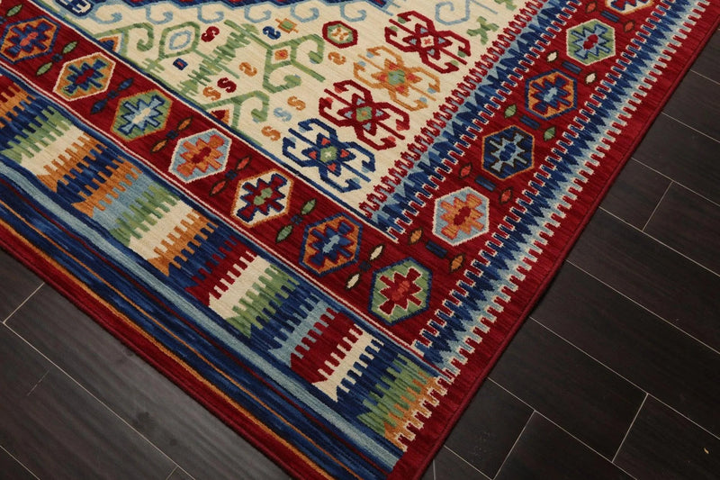 8x11 Pole Medallion Traditional Wool Area Rug Ivory USA Made