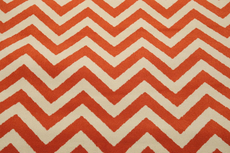 7' x 10' Chevron Machine Made Indoor Outdoor Modern Area Rug Orange