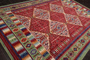 8' x 11' Geometric Traditional Wool Area Rug Red Made in USA