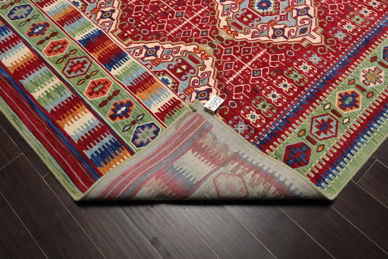 8' x 11' Geometric Traditional Wool Area Rug Red Made in USA