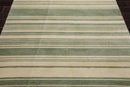 5'6'' x 8'10' Hand Knotted Tibetan Wool Designer Stripes Oriental Area Rug Beige