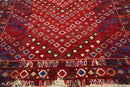 8 x 11 Boho Chic 100% Wool Area Rug Red Made in USA