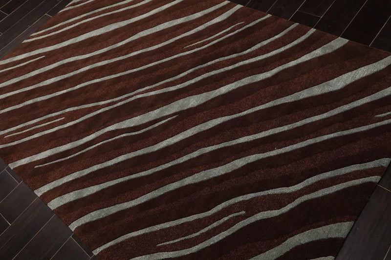 5' x 7'5'' Handmade Wool & Art Silk Hip Designer Modern Area Rug Brown