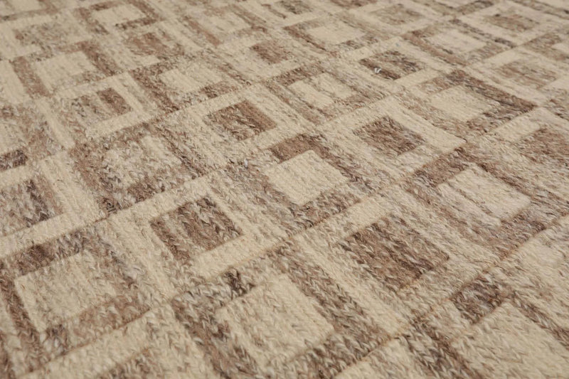 5'1'' x 8'6'' Hand Knotted Wool Modern Area Rug Beige, Brown