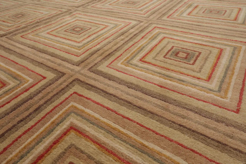 6’ x 8’9” Hand Knotted 100% Wool Modern Tibetan Oriental Area Rug Tan, Beige