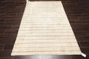 5' x 7'4'' Handmade 100% Wool Designer Stripes Modern Oriental Area Rug Beige