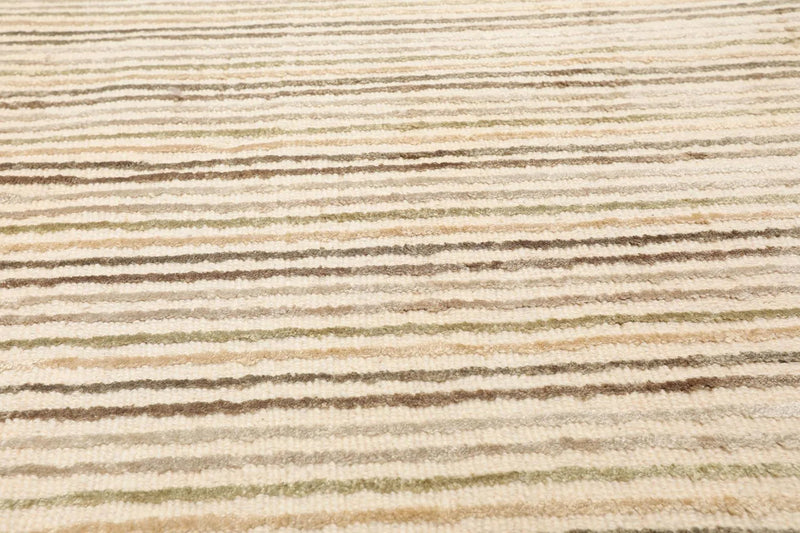 5' x 7'4'' Handmade 100% Wool Designer Stripes Modern Oriental Area Rug Beige
