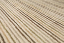 5' x 7'4'' Handmade 100% Wool Designer Stripes Modern Oriental Area Rug Beige