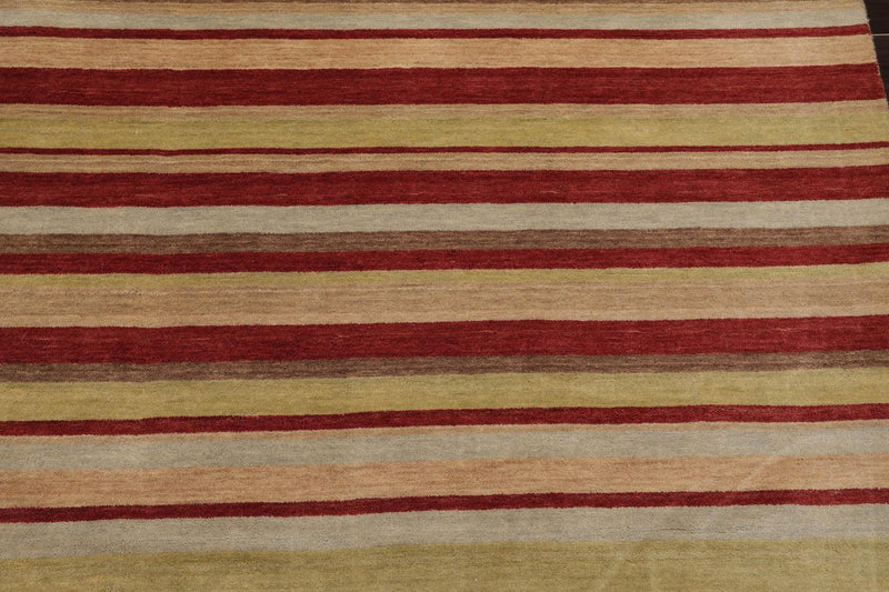 5' x 7'11" Hand Knotted Tibetan Wool Designer Stripes Area Rug Multicolor
