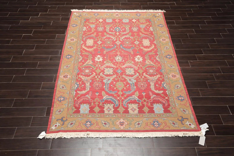 6'2'' x 9'2'' Hand Knotted Wool Arts & Craft Area Rug Rose