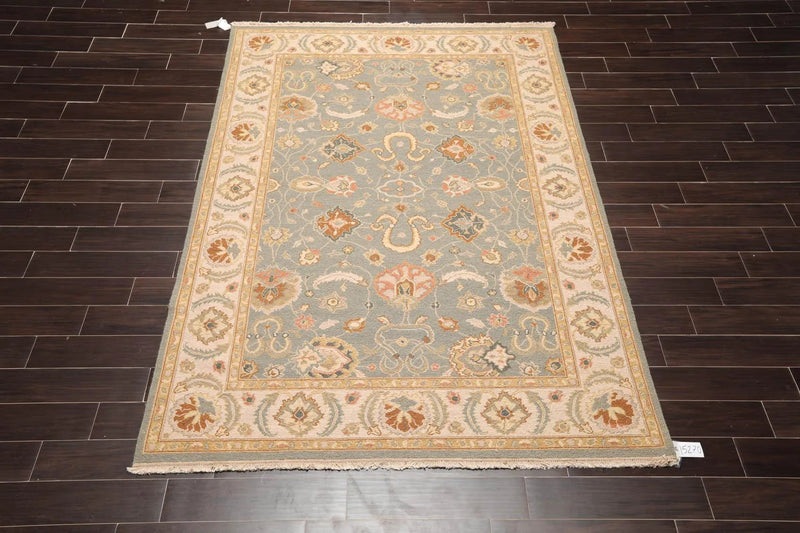 6'1'' x 9' Hand Knotted Wool Oushak Traditional Area Rug Slate