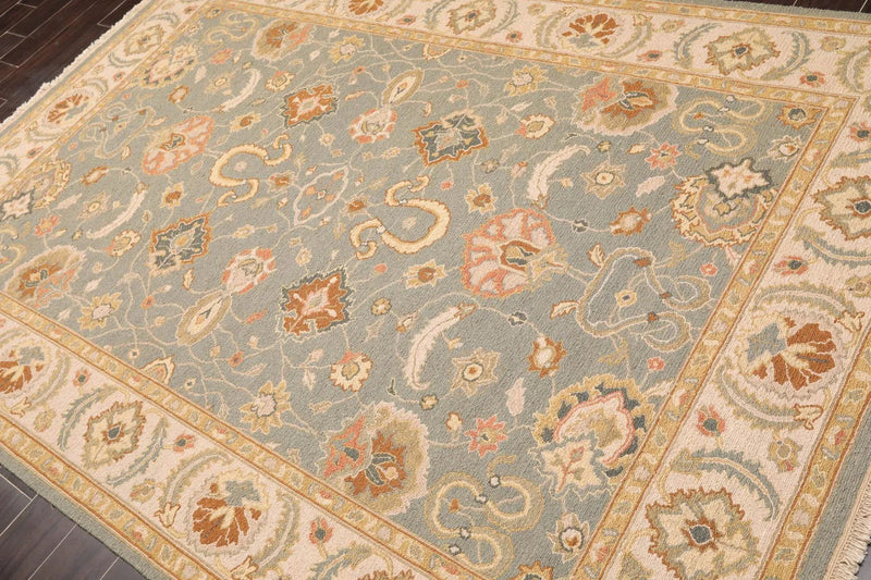 6'1'' x 9' Hand Knotted Wool Oushak Traditional Area Rug Slate