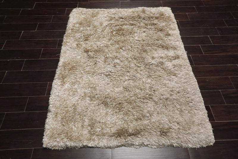 4x6 Moss Hand Made Shag Wool & Polypropylene Modern & Contemporary Oriental Area Rug