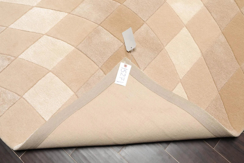 5' x 7'6'' Handmade Wool & Art Silk Hip Designer Area Rug Beige Ivory, Taupe