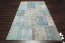 6'x9' Hand Knotted Flat Weave Wool Turkish Patchwork Oriental Area Rug Blue