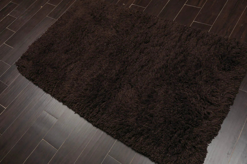 3x5 Chocolate Handmade Shag 100% Wool Modern & Contemporary Oriental Area Rug