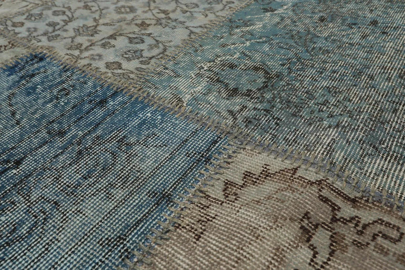 6'x9' Hand Knotted Flat Weave Wool Turkish Patchwork Oriental Area Rug Blue
