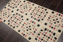 2'7' x 5' Hand Knotted Tibetan 100% Wool Graphic Modern Oriental Area Rug Cream
