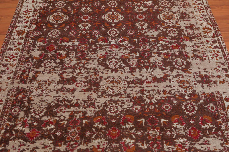 4'11"x7'10" Persiano Erased Pattern Contemporary Cotton Flatweave Area Rug Brown