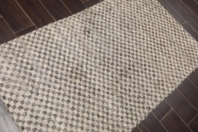 3' x 4'11'' Hand Knotted Tibetan 100% Wool Graphic Oriental Area Rug Ash Gray