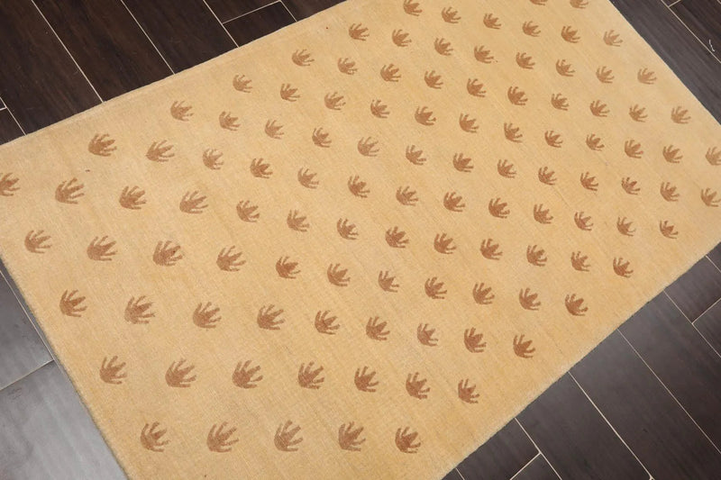 3' x 4'11'' Hand Knotted Tibetan 100% Wool Frog Foot Area Rug Caramel Brown