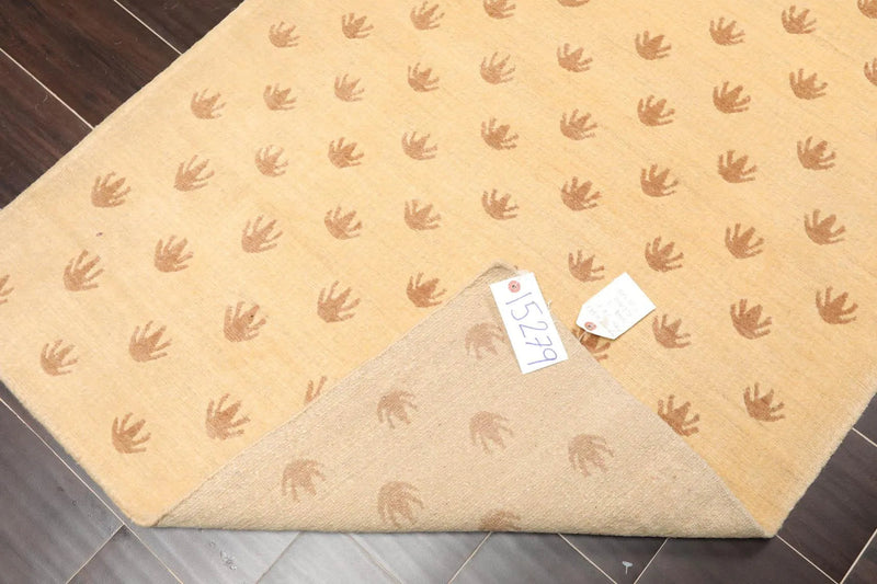 3' x 4'11'' Hand Knotted Tibetan 100% Wool Frog Foot Area Rug Caramel Brown