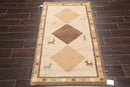 3' x 5' Hand Knotted 100% Wool Gabbeh Modern Plush Pile Area Rug Beige